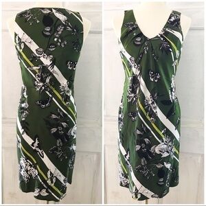 Talbots Floral Butterfly Garden Striped Silk Dress​​​​​